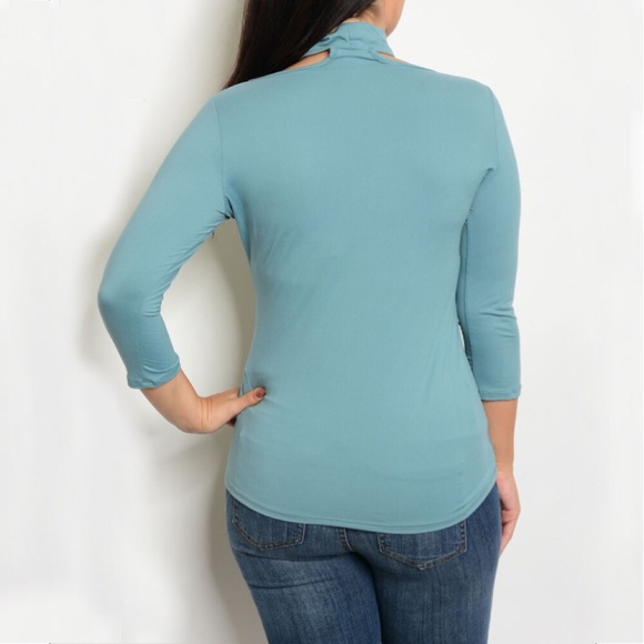 Adorable Teal Plus Choker Fitted Top - Picture 3 of 4